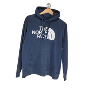 Women's North Face Navy Hoodie Sweatshirt - Medium